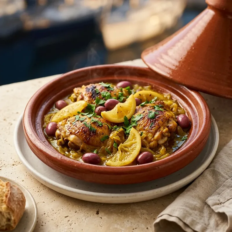 Tajine de poulet aux citrons confits